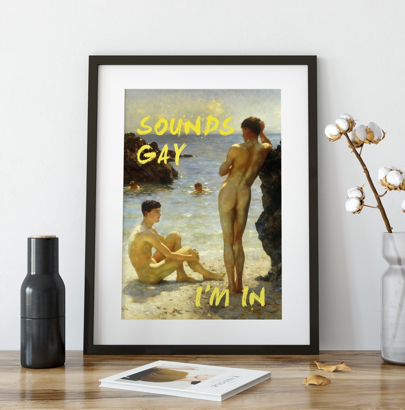 Pôster Gay, Parece Gay, Eu Topo, Arte do Orgulho Gay, Pintura Gay, Impressão de Arte Queer, Arte Gay, Pôster Vintage, Arte LGBTQ+, Presente Gay, Impressão de Arte Alterada imagem 7