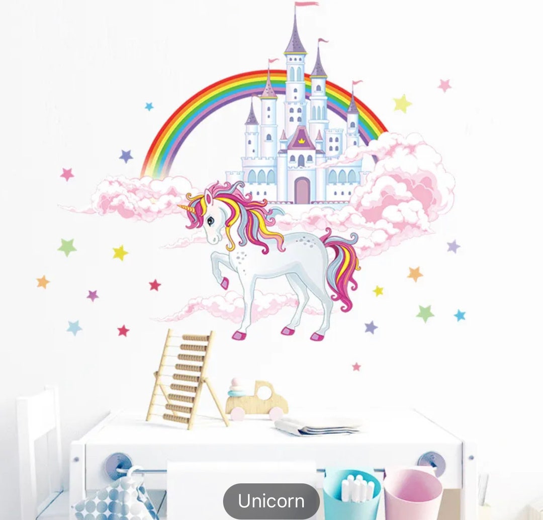 Rainbow Unicorn Wall Decal colorful Unicorn Wall Stickers Etsy