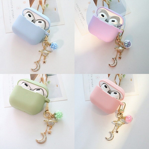 Airpod Case, Colourful Galaxy, Moon, Planet Keychain/ Tassel, Gift her - AirPods Cases for AirPods 1/2, AirPods Pro (1st gen) and AirPods 3