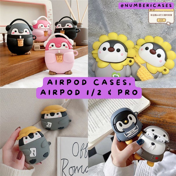 AirPod Hülle Niedlicher Pinguin Kawaii Anime Cartoon - Geschenk für sie - AirPods Hüllen für AirPods 1/2, AirPod Pro AirPod 3