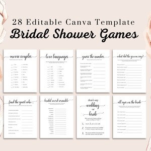 Bridal Shower Games Instant Download - Minimal Customizable Canva Templates - Printable Bridal Shower Games - Editable Bridal Games