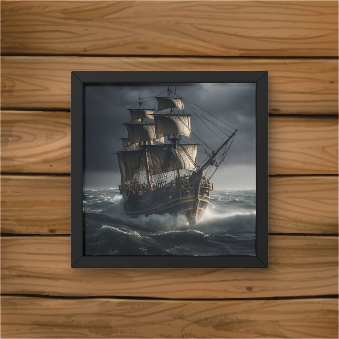 Pirate Ship Canvas Print Stormy Seas Wall Art Hyper Etsy