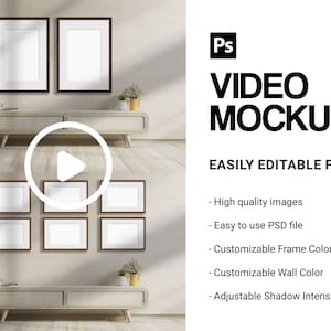Video Mockup Home Decor | Frame Set Wall Art Poster Mockup | Wood Mockup | Shadow | Minimal Frame Mock Up | MP4 Download