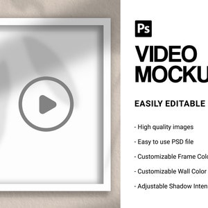 Video Mockup Poster Rahmen | Holzrahmen Mockup Animiert | Vertikaler Rahmen Schatten Overlay | PSD Photoshop Mockup | Personalisierbar Rahmen & Wände