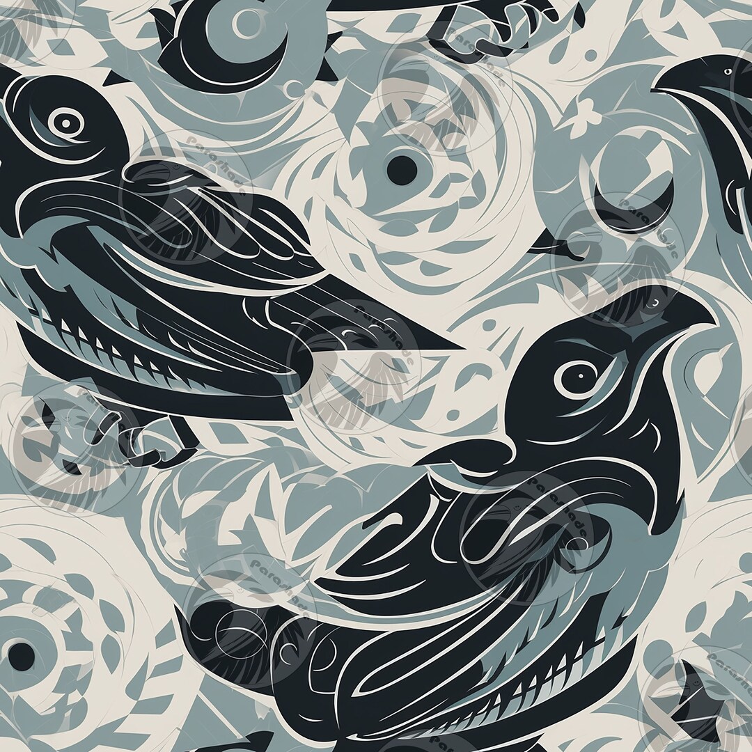 Geometric Ravens Pattern Black Ravens Seamless Pattern Digital Download - Etsy