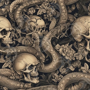 Download digital de padrão sem emenda de caveiras e cobras