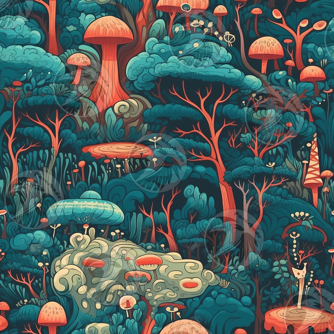Magical Forest Seamless Pattern Digital Download - Etsy
