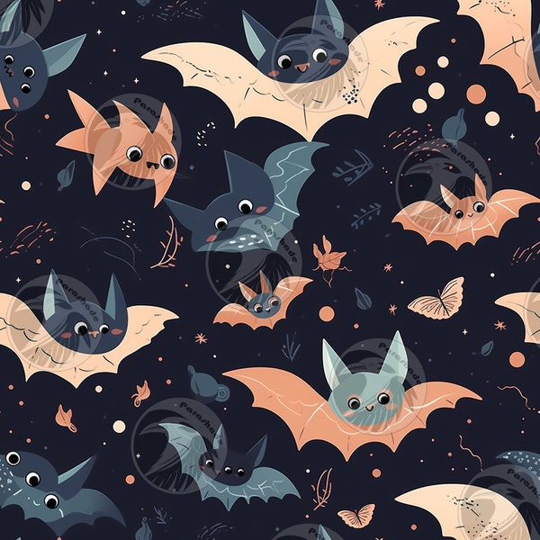 Cute bats seamless pattern digital download