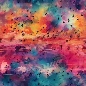 Descarga digital de patrones sin fisuras de colores musicales