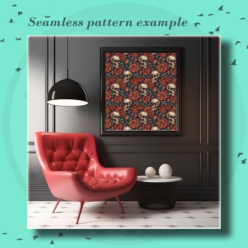 Skulls and Roses Seamless Pattern Digital Download - Etsy