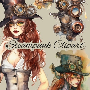 Steampunk mooie vrouw clipart-15 hoogwaardige png&#39;s - digitale download, clipart voor commercieel gebruik, transparante PNG&#39;s