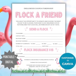 Flock a Friend form template Flock my yard editable PTA printable fundraiser sign up sheet PTO you've been flocked youth sports fundraising