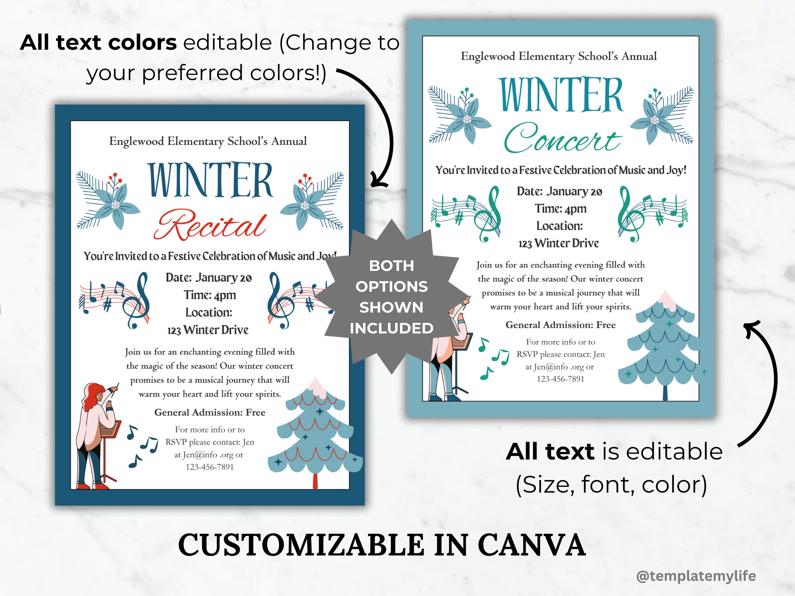 Winter Recital Flyer Template Piano Recital Church Flyer Winter Concert ...
