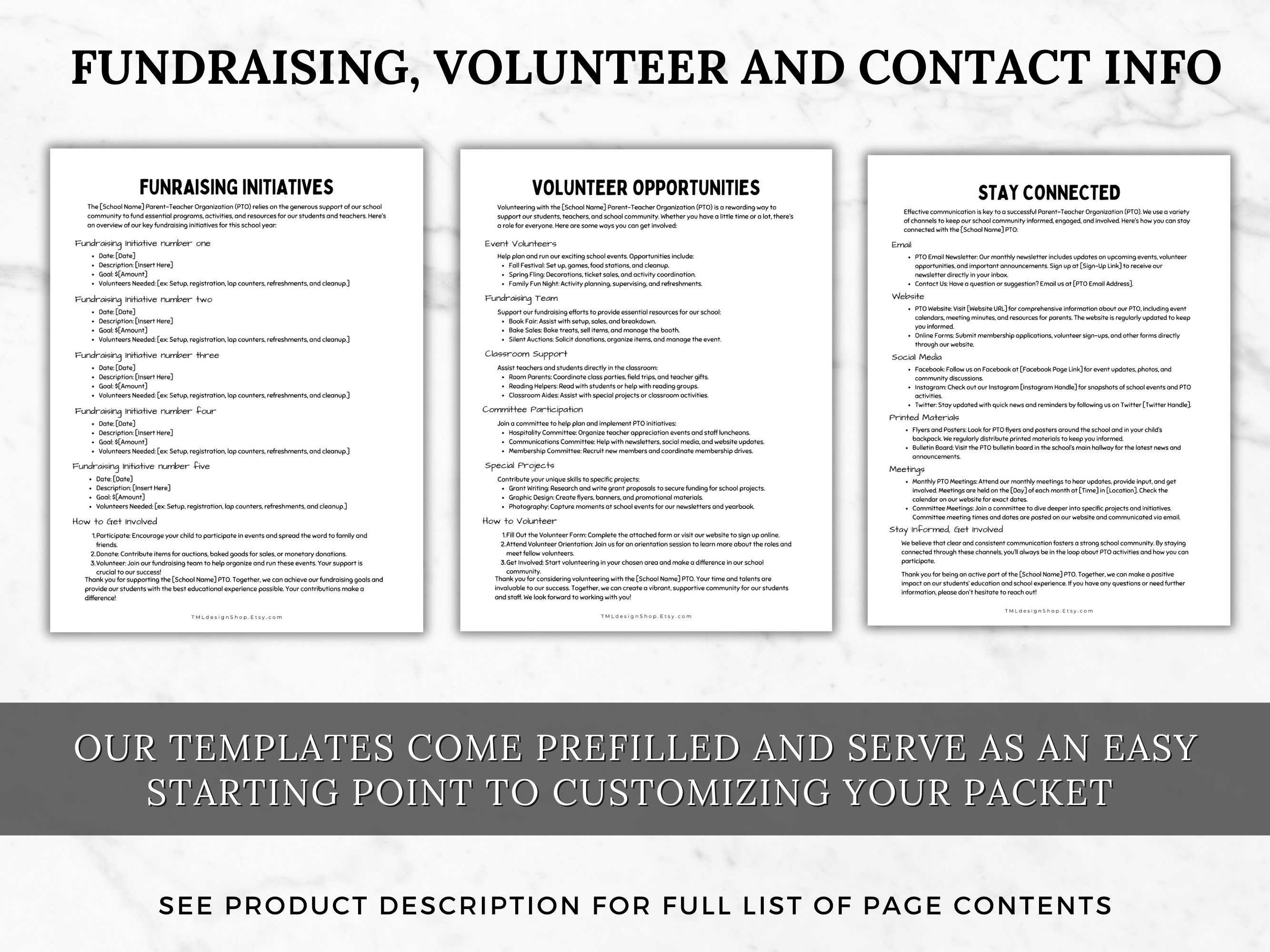 PTA Welcome Packet Template Bundle PTO New Member Binder Sheets PTA ...