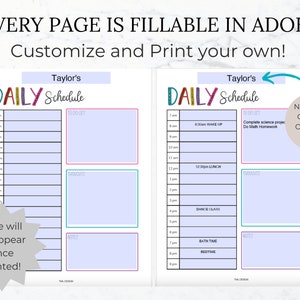 Kids Daily and Weekly Schedule Printable Bundle Kids Schedule Editable Homeschool schedule Printable Daily and Weekly Routine chart for kids