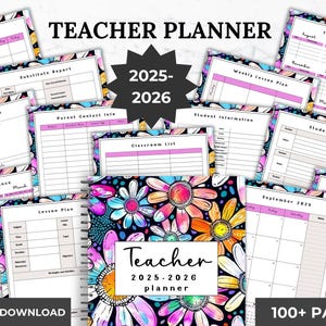 Teacher Planner Printable 2025-2026 School Calendar Lesson Planner Teacher Classroom Planner Teacher binder planner page Digital Download