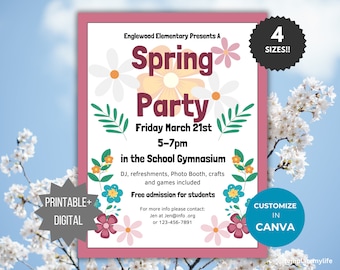 Spring Party Flyer invite Spring neighborhood party invitation office party Community event Church Flyer fundraiser flyer Spring dance flyer