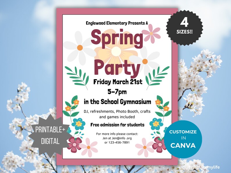 Spring Symphony Invite Spring Party Flyer Invite Spring Neighborhood Party Invitation Office ...