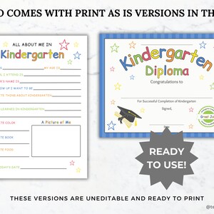 Editable Kindergarten Graduation invitation printable elementary graduation program ceremony invite graduation diploma certificate template