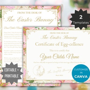 Easter Bunny Letter Bundle Kid Easter gift printable Letter from Easter bunny to kid Easter Bunny certificate personalize Easter Basket gift