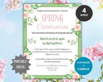 Spring Event Invitation Flyer Spring Party Invite template Class Party invite Spring party School event flyer Spring celebration invitation