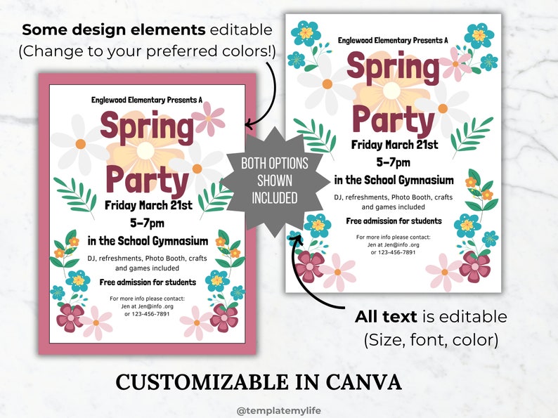 Spring Party Invite Template PTO Spring Class Party Invite Printable ...