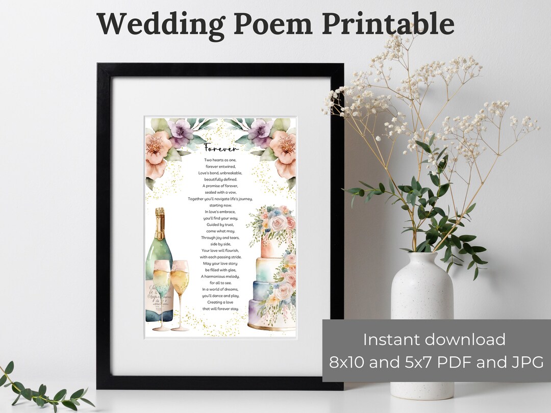 Wedding Gift Printable Wedding Poem Wall Art Digital Print Wedding Card ...
