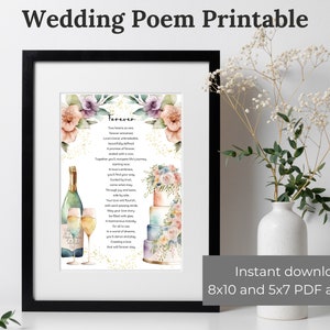 Hochzeitsgeschenk druckbare Hochzeit Gedicht Wandkunst Digitaldruck Hochzeitskarte druckbares Geschenk für Brautpaar Brautparty-Karte für Braut und Bräutigam