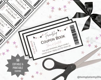 Friend Coupon Book Sister Appreciation Gift for bestie friendsgiving gift Coupon printable Best Friend Gift ideas Coupon template download