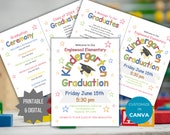 Editable Kindergarten Graduation program template commencement program printable elementary graduation ceremony booklet welcome sign flyer