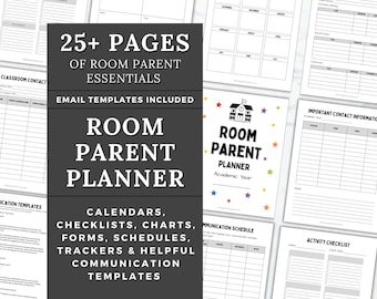 PTO PTA Class Parent Planner template Room Parent Binder sheets School classroom parent Forms Middle school room parent activity planning