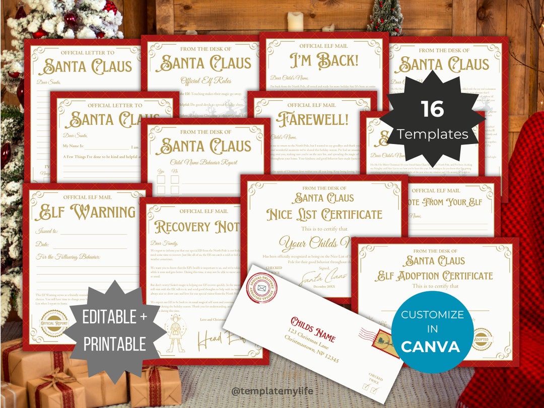 Santa Printable Bundle Elf Goodbye Letter Santa Warning Letter Elf ...