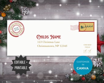 Modèle d'enveloppe Lettre du père Noël Enveloppe elfe Père Noël lettre Noël pôle nord imprimable courrier Elf courrier de Noël imprimable lettre Elf