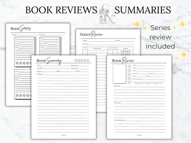 Book Reading Planner Printable Bundle Reading journal log Book reading tracker planner insert Book review journal Book reader gift book club
