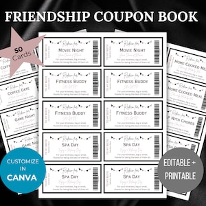 Coupon boek vriend waardering cadeau voor zus vriendschap jubileumcadeau Coupon afdrukbaar Bestie cadeau voor haar Couponsjabloon bewerkbaar