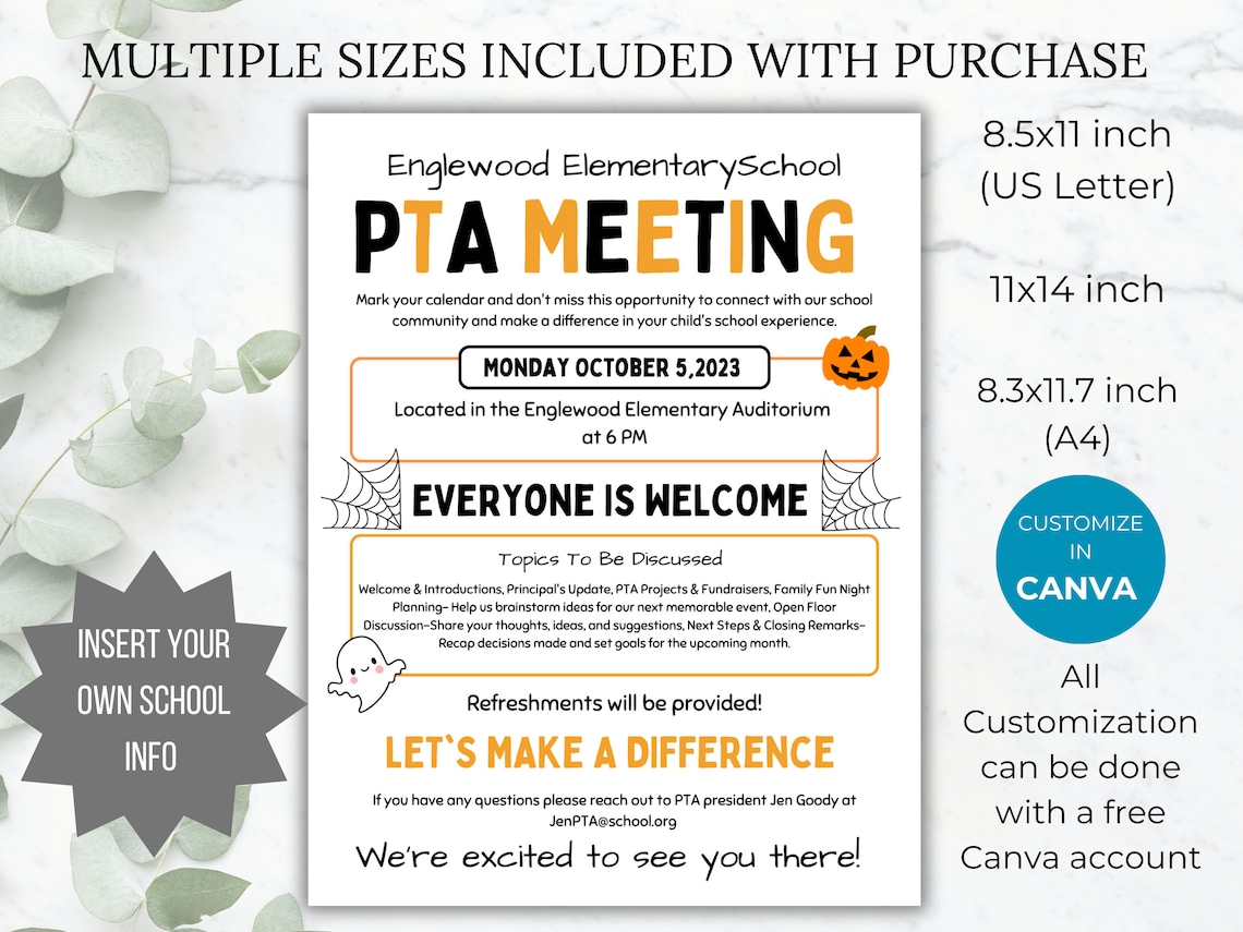 PTA Flyers Bundle Pto Template Pta Newsletter Flyer Editable - Etsy