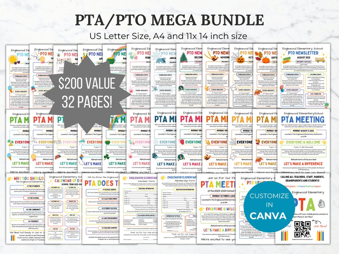 PTO Flyers Bundle Pta Templates Pto Newsletter Flyer Editable Pto ...