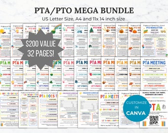 PTO Flyers bundle pta templates pto newsletter flyer editable pto meeting signs pto volunteer forms pta calendar pto meeting forms pta flyer