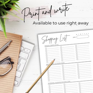 Editable Grocery List Printable Shopping List Printable Grocery Template Shopping Template Food Shopping Planner for Shopping Checklist A5