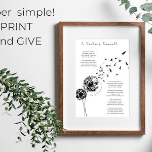 Teacher retirement gift printable for retiring teacher poem wall art digital print teacher retirement card teacher home wall decor present