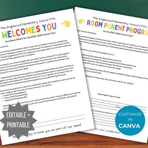 Plantilla de volante de inscripción para padres de la sala de PTA Clase de PTO Paquete de cartas de bienvenida para padres Folleto de formulario de voluntariado para mamá de la sala de pto Reclutamiento de padres de la sala de pta