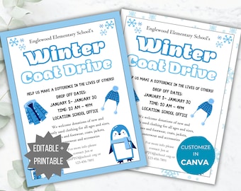 Winter Coat Drive Flyer Template Library Donation Sign Editable Clothes Donation Flyer Business Winter Fundraiser template Church flyer