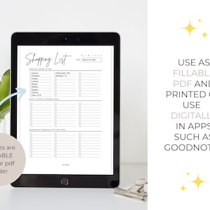 Editable Grocery List Printable Shopping List Printable Grocery Template Shopping Template Food Shopping Planner for Shopping Checklist A5
