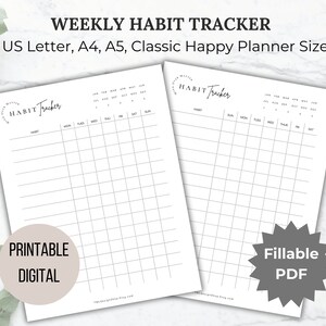 Daily Habit Tracker Afdrukbare gezonde gewoonte-tracker gezondheidsplanner wekelijkse gewoontetracker wellnessdagboek maandelijkse routine zelfzorgtracker