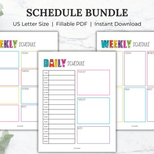 Kids Daily and Weekly Schedule Printable Bundle Kids Schedule Editable Homeschool schedule Printable Daily and Weekly Routine chart for kids