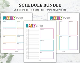 Kids Daily and Weekly Schedule Printable Bundle Kids Schedule Editable Homeschool schedule Printable Daily and Weekly Routine chart for kids