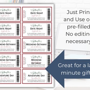 Coupon Book for Her Anniversary Printable Gift Editable Love Coupons ...