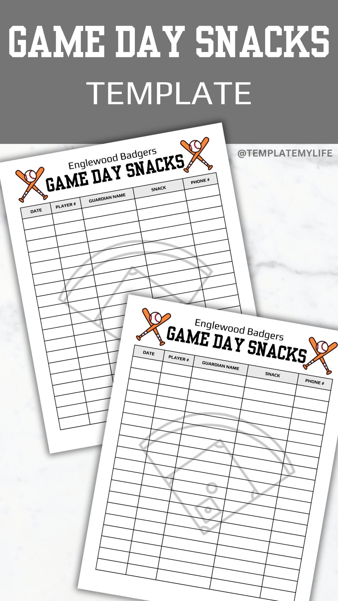 Baseball Game Snack Schedule Template Baseball Snack Sign up Sheet ...