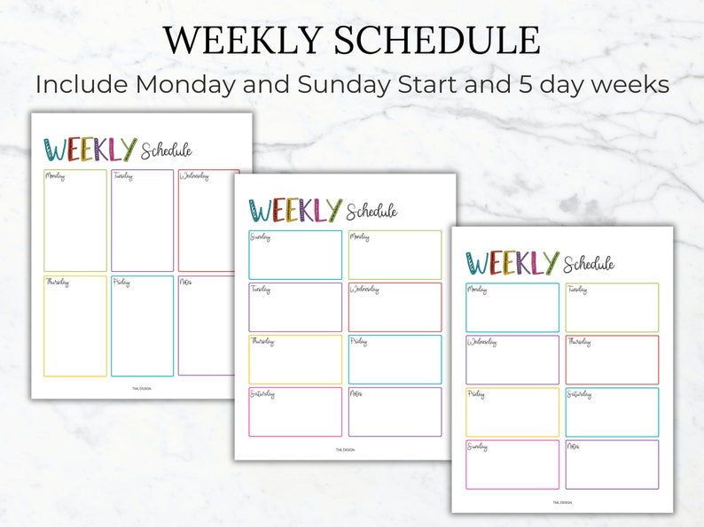 Kids Daily and Weekly Schedule Printable Bundle Kids Schedule Editable Homeschool schedule Printable Daily and Weekly Routine chart for kids