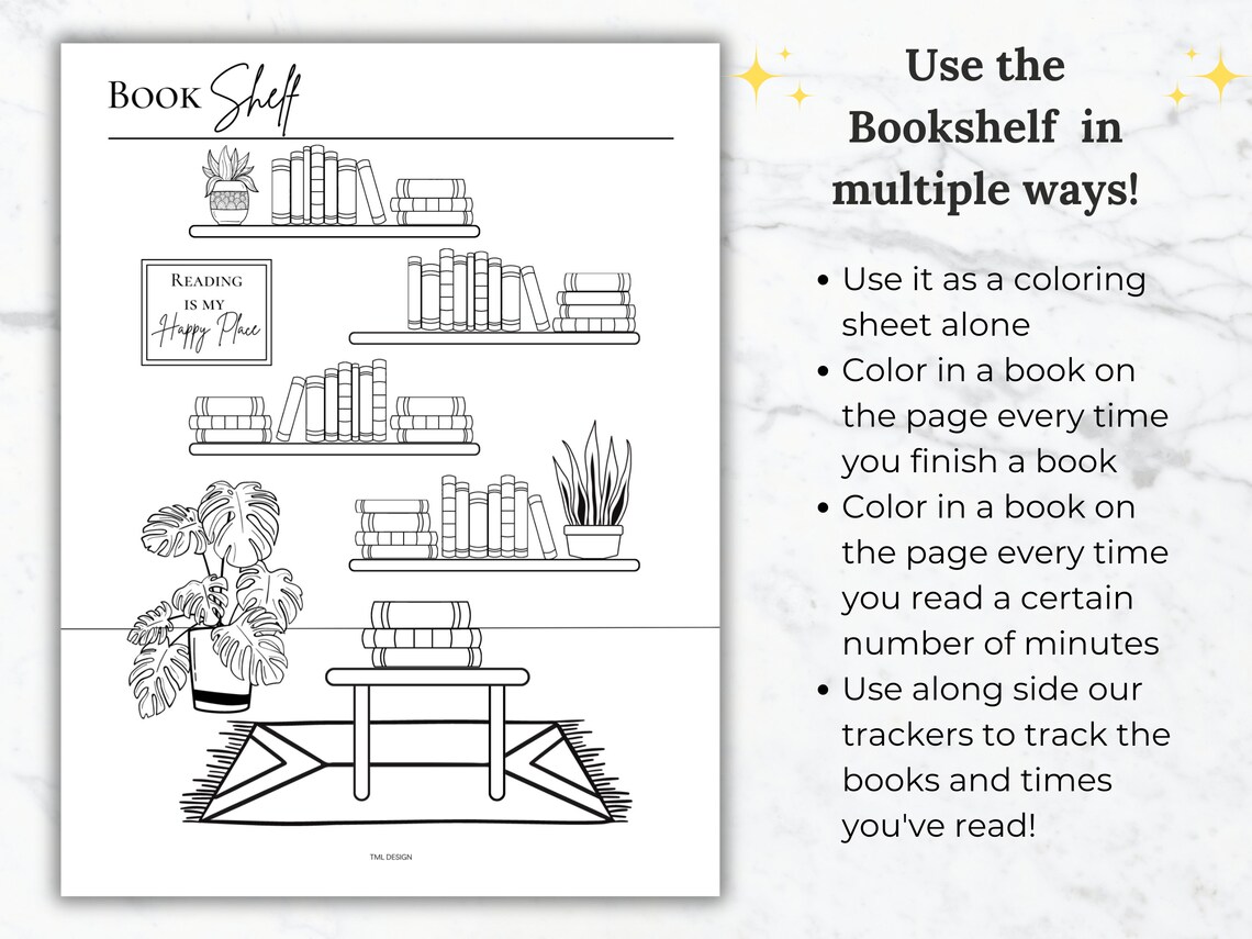 Reading Tracker Printable Bookshelf Reading Log Tracker Digital Book ...